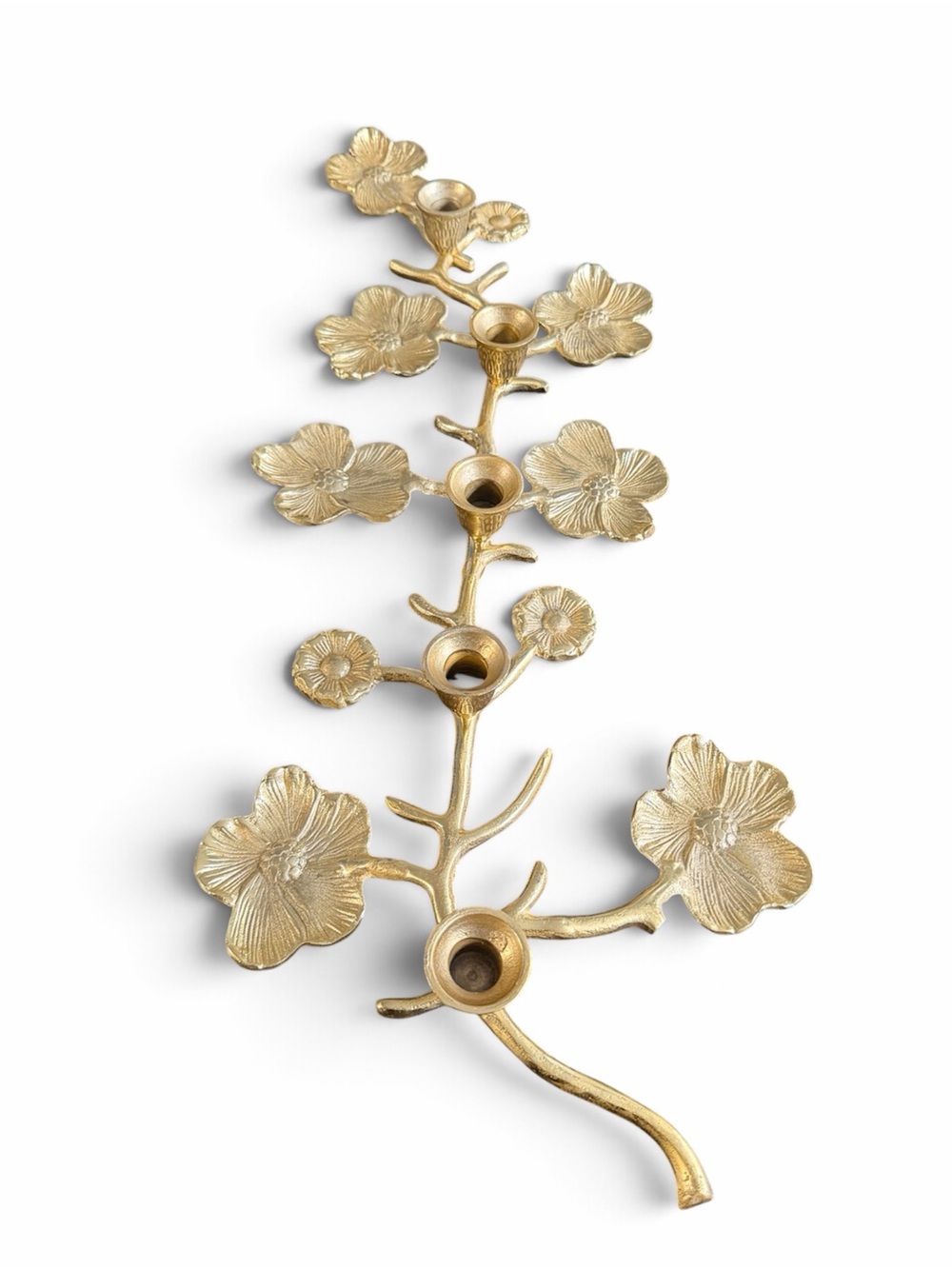 Isaac Mizrahi Gold Floral Branch Wall Candleholder
